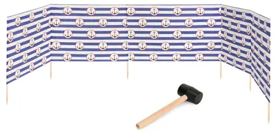 Image de Garronda plage pare-vent 6m de long plus marteau en caoutchouc GAEX001 (bande/ancre-2, 6 m)