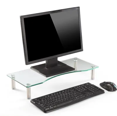 Produktbild von Monitorständer Bildschirmständer Monitorerhöhung - 560 x 240 x 90 mm - Klarglas - Verstellbare Füße