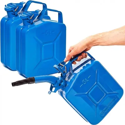Produktbild von BW® Kraftstoffkanister Metall Benzinkanister 3x 5 Liter mit Ausgießer - Blau RAL 5005 - UN-Zulassung - Hergestellt in Europa