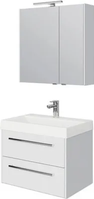 Produktbild von Pelipal Badmöbel-Set Milano BxHxT 70 x 200 x 45 cm Frontfarbe weiß hochglanz mit Mineralguss-Waschtisch weiß SET-138-013