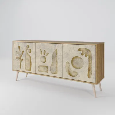 Produktbild von Spacerebels Kommode mit 3 Türen - Sideboard Komodenschrank - Highboard - Kleiderschrank Möbel - Wohnzimmer Schlafzimmer - 57,5×111×42 (HxBxT)