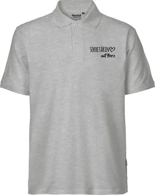 Produktbild von Huuraa Herren Polo Shirt Sekretärin mit Herz L Sport Grey Bio Baumwolle Fairtrade Poloshirt Geschenkidee