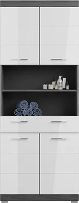 Produktbild von Hochschrank Scout | weiß Hochglanz / rauchsilber