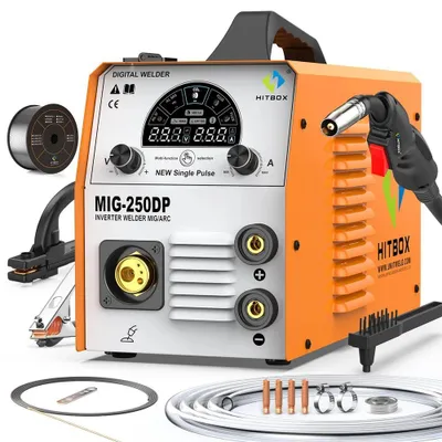 Produktbild von Multifunktions Schweißgerät - MIG250DP 5-in-1 MIG/MAG MMA TIG - 220V IGBT Inverter - Gas/gaslos - Einpuls für Aluminium - EU-Stecker