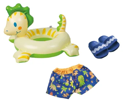 Produktbild von Dino Schwimmset für Puppen mit Badebekleidung und Spielzeug