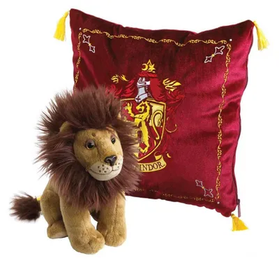 Imagen del producto de Cojín con forma de mascota de la casa de Harry Potter, con figura de peluche de Gryffindor