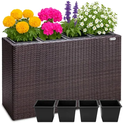 Productafbeelding van Hoge plantenbak, bruin, kunststof, 95x27x60 cm