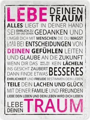 Produktbild von Lebe deinen Traum Schild Blechschild Aluminiumschild Emailleschild