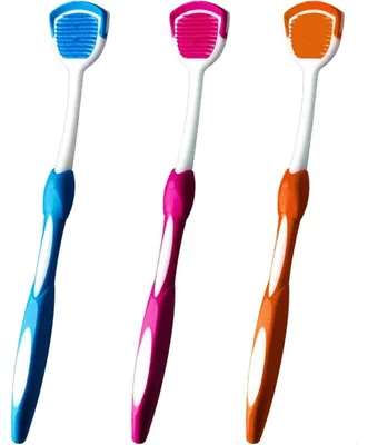 Immagine prodotto di Set di spazzolini per la lingua Raschietto per la lingua 3 pezzi Blu Arancione Rosso