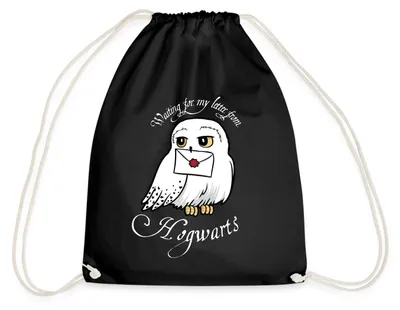 Produktbild von Spreadshirt Harry Potter Hedwig Brief Turnbeutel, One size, Schwarz