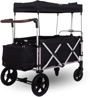 Produktbild von Kinderwagen mit Schiebeleiter - Opvougbare Kindertransportwagen - Transportkar für Kinder - Kinderwagen mit Duwstang - Strandwagen für Kinder