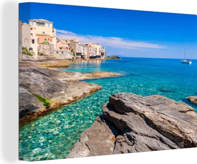 Obrázok produktu pre OneMillionCanvasses® - Plátno - 140x90 cm, Modrá obloha na Korzike, Nástenná umelecká dekorácia - Fotografia na plátne - Maľba na drevenom ráme