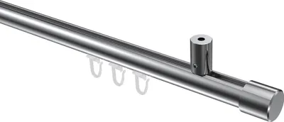 Produktbild von Interdeco Innenlaufstange / Gardinenstange mit Innenlauf Chrom, Typ Sonius Santo (Kappe) Deckenmontage, 20 mm Ø 1-läufig, 120 cm
