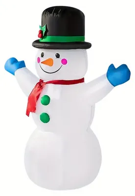 Image de Bonhomme de neige gonflable d'extérieur, 120 cm - Décoration de Noël avec chapeau et écharpe