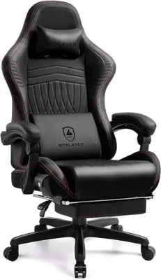 Produktbild von Ergonomischer Gaming-Stuhl – mit Fußstütze und Lautsprechern – Schwarz-Rot