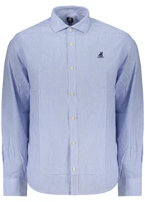 Produktbild von Elegantes Herren Langarmhemd Blau mit Streifen und Stickerei