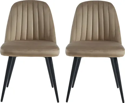 Produktbild von ELEANA Satz von 2 Stühlen - Velours und Metall in schwarz - beige Farbe