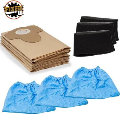 Produktbild von Staubsaugerbeutel- und Filterset, Ersatz Staubsaugerbeutel, Schaumstofffilter, Schmutzfangsack, passend für Einhell Nass- und Trockensauger TC-VC 1800 Modelle