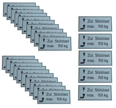 Produktbild von 25 x Stützlastschild Stützlastaufkleber Stützlast Anhängerkupplung 150kg Aufkleber