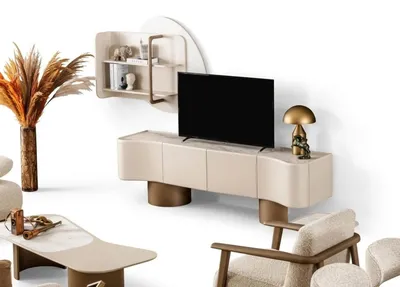 Immagine prodotto di Set per soggiorno, stile moderno, struttura in legno color beige, design elegante