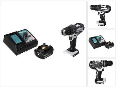 Produktbild von Makita DHP 482 RF1 W Akku Schlagbohrschrauber 18 V 62 Nm + 1x Akku 3,0 Ah + Ladegerät