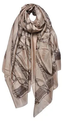 Produktbild von Clayre & Eef Gemusterter Damenschal 90x180 cm Beige Synthetisch