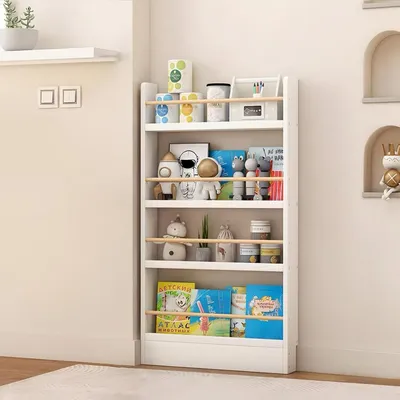 Image de Étagère murale pour livres pour enfants, 3/4/5 niveaux, 120x70x10 cm, blanche