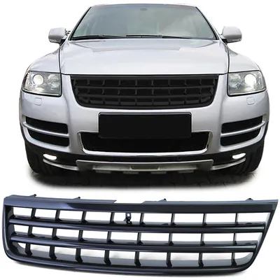 Obrázek produktu pro Černý lesklý sportovní gril pro VW Touareg 7L (2002-2006), přední maska chladiče
