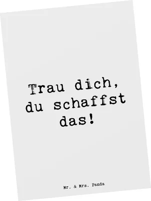 Produktbild von Mr. & Mrs. Panda Postkarte Spruch Angst überwinden - Weiß - Geschenk, Vertrauem, Herausforderung meistern, Ansichtskarten, Zuversicht, Fotokarte, Gefühle, Grußkarte