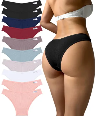 Immagine prodotto di FINETOO, confezione da 10 mutandine in cotone da donna, slip bikini elasticizzati, vita bassa