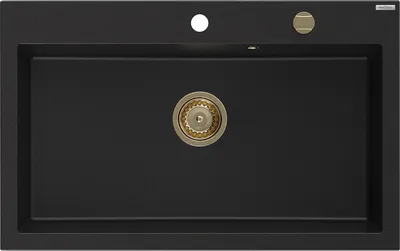 Immagine prodotto di Mexen Elix lavello in granito a 1 vasca 800 x 500 mm, nero, sifone dorato - 6527801005-77-G