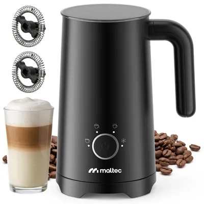 Obrázok produktu pre Elektrický napeník mlieka 500 W, 300 ml, na prípravu horúcej a studenej mliečnej peny, 4 režimy, cappuccino, čierny, s nepriľnavou povrchovou úpravou