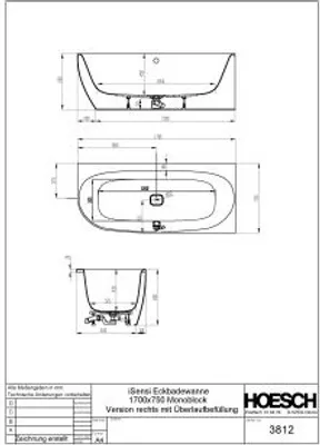 Produktbild von Hoesch 3885.111 BW iSensi Eck 1700x750 Monolith re.