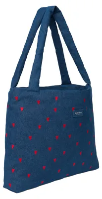 Produktbild von Studio Noos Denim Red Hearts Mom Bag - Dark Blue | Wickeltaschen