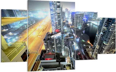 Produktbild von Bild auf Leinwand - Leinwandbild - Architektur Industrie Nacht Licht - 160x90cm - Wand Bild - Wanddeko - Leinwanddruck - Bilder - Kunstdruck - Leinwand bilder - Wandkunst - DL160x90-2642