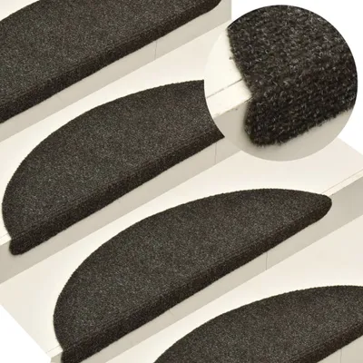 Image de The Living Store Tapis d'escalier autocollant 15 pcs. Anthracite 56x17x3 cm