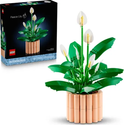 Produktbild von LEGO Botanicals Friedenslilie - Kunstblumen Set mit Zimmerpflanzen für Erwachsene - inkl. künstlicher weißer Blüten & Knospen - DIY Deko für Wohnzimmer oder Schlafzimmer - Geschenk für Frauen - 11504