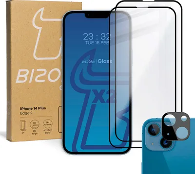 Produktbild von BIZON 2x Bildschirmglas + Kameraglas Apple iPhone 14 Plus