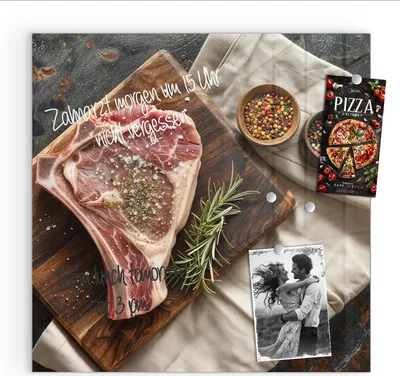 Produktbild von Magnettafel 50x50cm Pinnwand Whiteboard beschreibbar - Steakauf Holzbrett