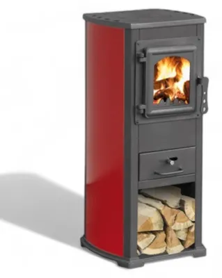 Immagine prodotto di Stufa a legna con struttura in acciaio e vano porta legna 5,3 kw - red