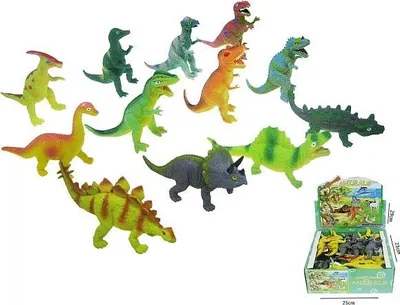 Image de 6pc caoutchouc dinosaure avec pois 663816