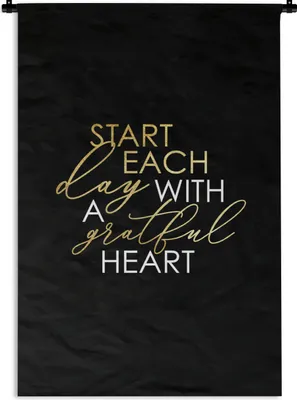 Produktbild von MuchoWow® Wandteppich Wandbehang Zitate - Herz - Gold - Weiß 120x180 cm Tapisserie Dekoration Wandtuch - Schlafzimmer - Dekorationen für das Haus