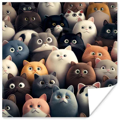 Produktbild von MuchoWow® Poster Katze - Tiere - Katze - Muster - Junge - Mädchen 30x30 cm - Wandposter - Printing