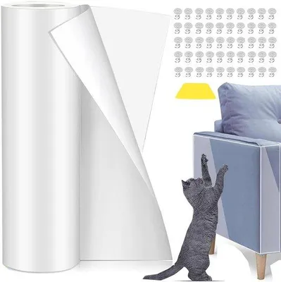 Obrázek produktu pro Ochrana proti poškrábání pro kočky, 30 cm × 5 m, fólie odolná proti poškrábání, samolepicí, na nábytek, sedací soupravy, dveře
