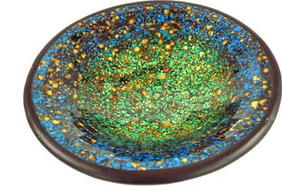 Produktbild von Runde Mosaikschale, Untersetzer, Dekoschale, Handgearbeitete Keramik & Glas Obst Schale - Design 21, Blau, Keramik,Glas, Größe: Groß (Ø 46 cm)
