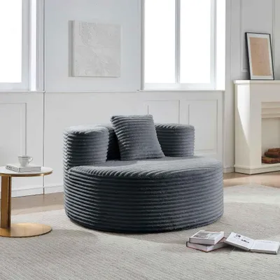 Immagine prodotto di Poltrona a sacco AIORBER Cloud-Couch con cuscini, poltrona lounge in tessuto corduroy per soggiorno, camera da letto e sala giochi, grigio scuro