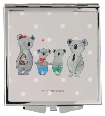 Produktbild von Mr. & Mrs. Panda Schminkspiegel Koala Familie zwei - Grau Pastell - Geschenk, Kosmetikspiegel, Spiegel Für Handtasche, Koalabär, Zusammen, Handspiegel, Mini, Muttertag