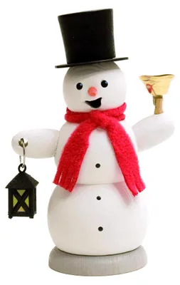 Produktbild von Drechslerei Kuhnert - Räucherfigur Schneemann mit Laterne und Glocke -größe ca. 13cm, für Räucherkerzen Größe M (Standard) - 35007