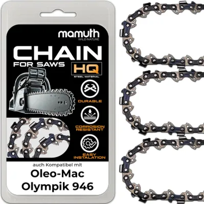 Zdjęcie produktu dla 3x Łańcuch pilarki 40cm 1,5mm 0,325" 66 TG do Oleo-Mac Olympik 946