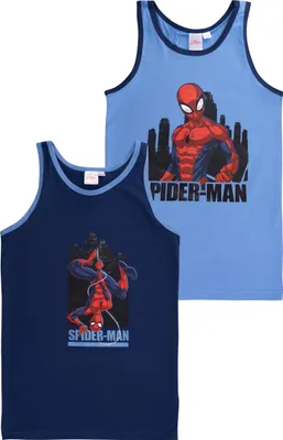 Produktbild von Marvel Spider-Man Unterhemd für Jungen - Kinder Tank Top Hemdchen Unterwäsche Blau (2er Pack) 122-128